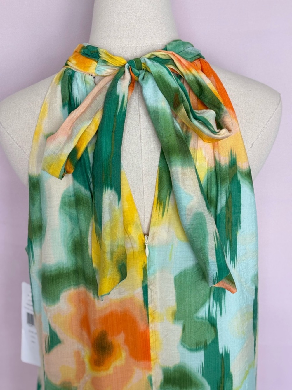 MSK Floral Sleeveless A-Line Silhouette Halter Dress--NWT--L - Picture 14 of 16